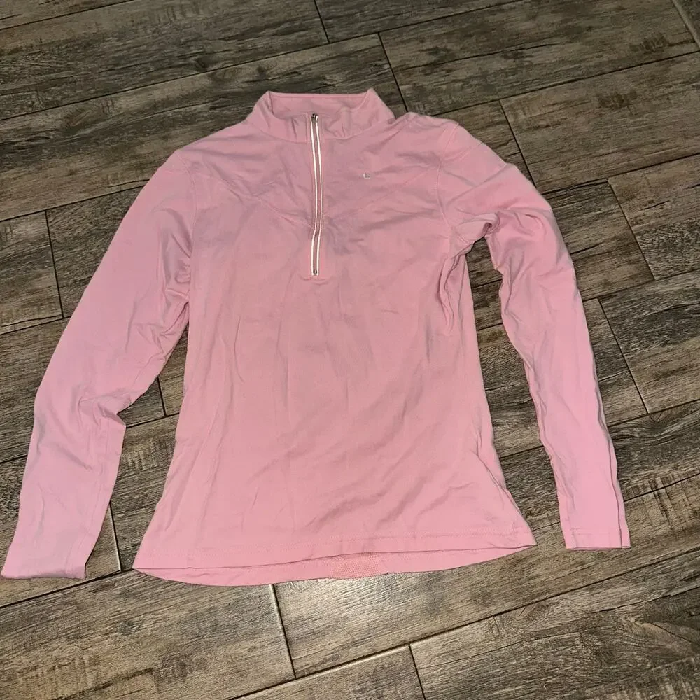 Nike Dri-Fit Top Size Small Pink Soft Knit Quarter-Zip Tailored Fit Pullover